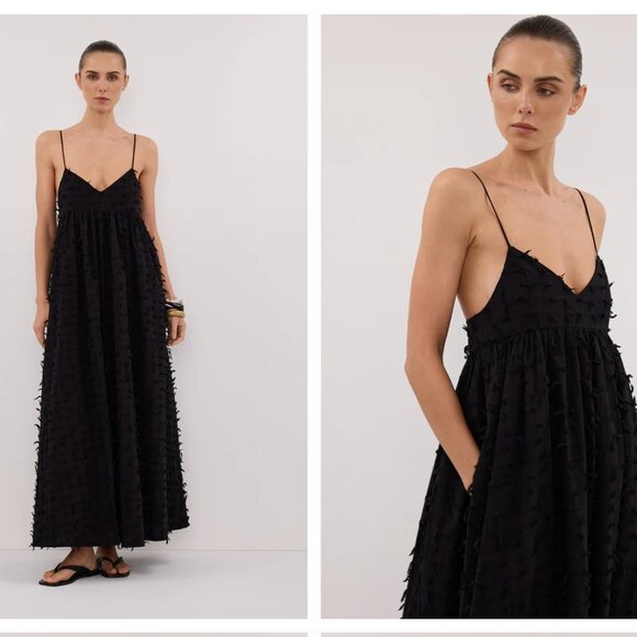 NWT DISSH Paloma Black Babydoll Midi Dress US 4 / UK 8 - Picture 1 of 6